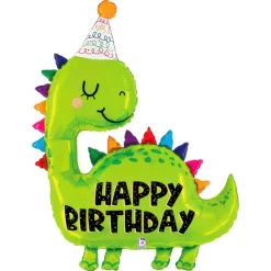 BALLON ALUMINIUM FORME DINO ANNIVERSAIRE 71X92CM