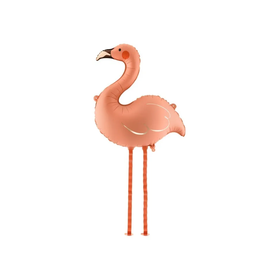 BALLON ALUMINIUM FORME FLAMANT ROSE 67X65CM CORAIL