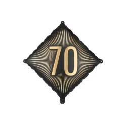 BALLON ALUMINIUM FORME LOSANGE 70ANS OR 46CM NOIR