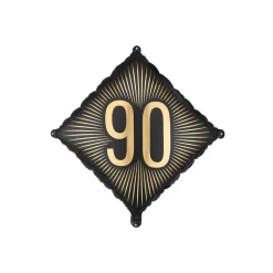 BALLON ALUMINIUM FORME LOSANGE 90ANS OR 46CM NOIR
