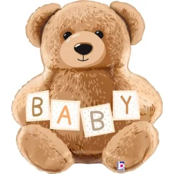 BALLON ALUMINIUM FORME OURS PELUCHE BÉBÉ 49X58CM