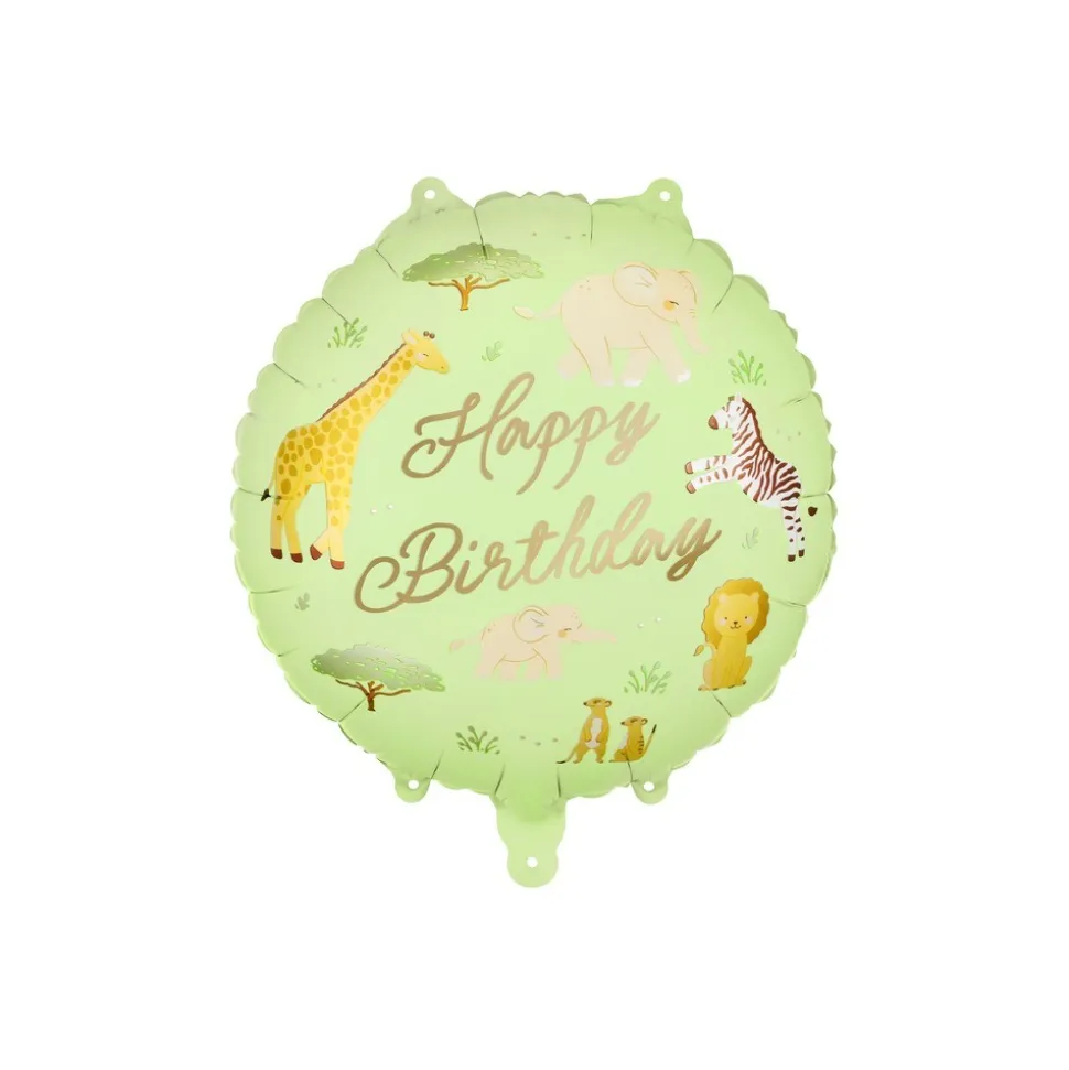 BALLON ALUMINIUM HAPPY BIRTHDAY SAFARI 35CM VERT