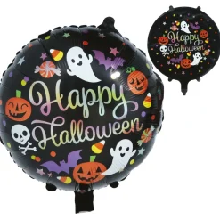 BALLON ALUMINIUM HAPPY HALLOWEEN FESTIF 50CM NOIR