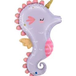 BALLON ALUMINIUM HIPPOCAMPE MAGIQUE 52X90CM LILAS