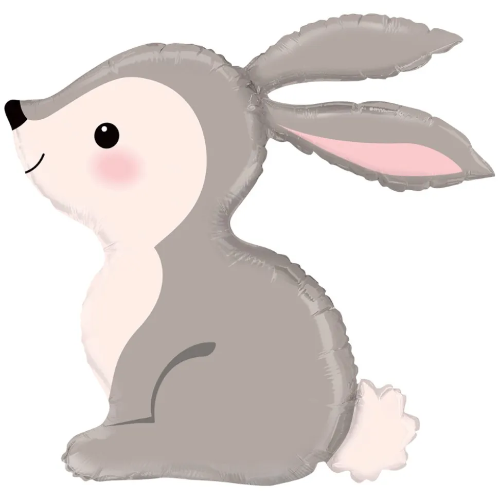BALLON ALUMINIUM LAPIN DES BOIS 68X64CM GRIS
