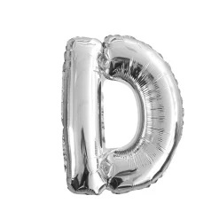 BALLON ALUMINIUM LETTRE D 36CM ARGENT