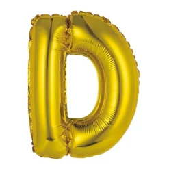 BALLON ALUMINIUM LETTRE D 36CM OR