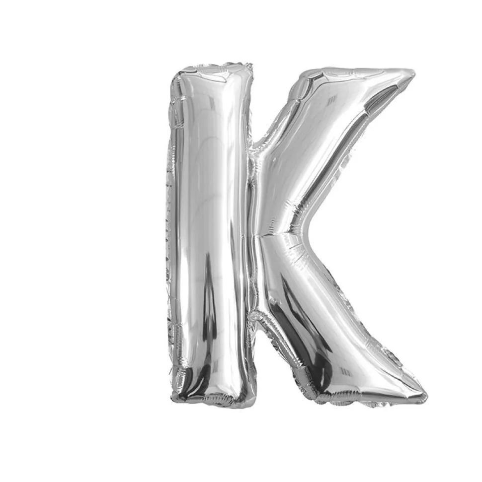 BALLON ALUMINIUM LETTRE K 36CM ARGENT