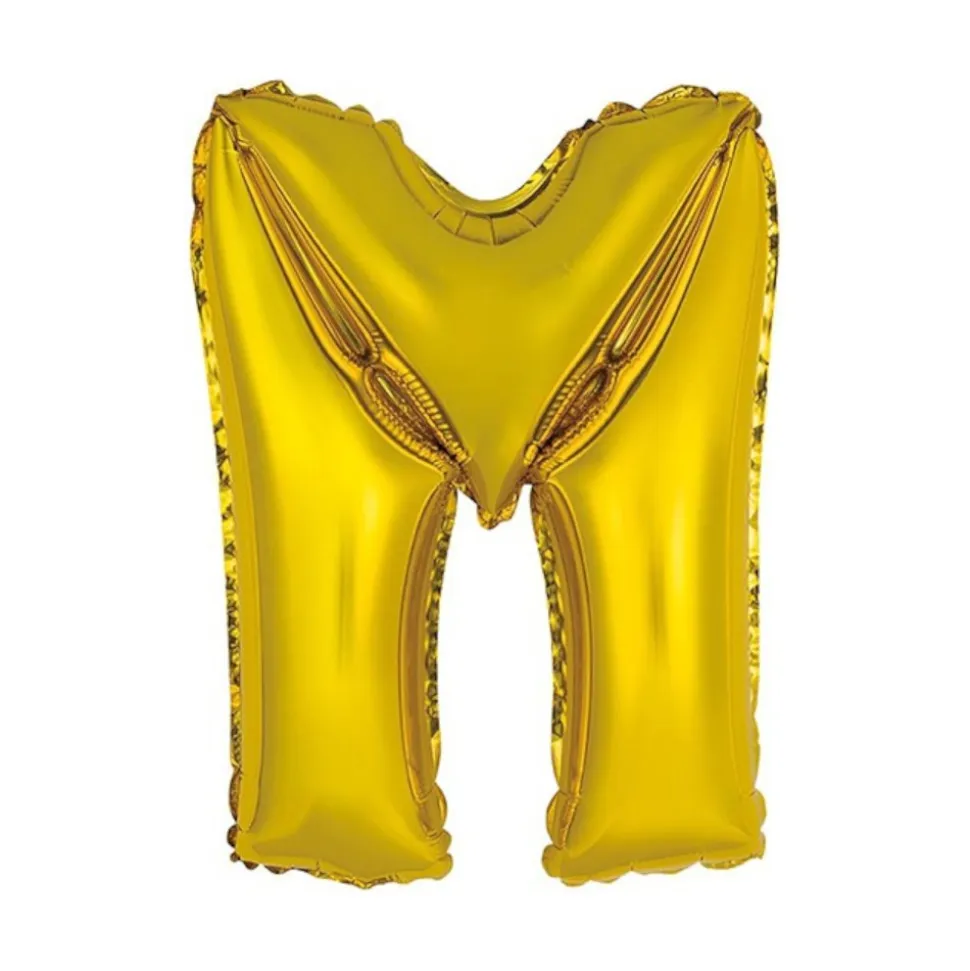 BALLON ALUMINIUM LETTRE M 36CM OR