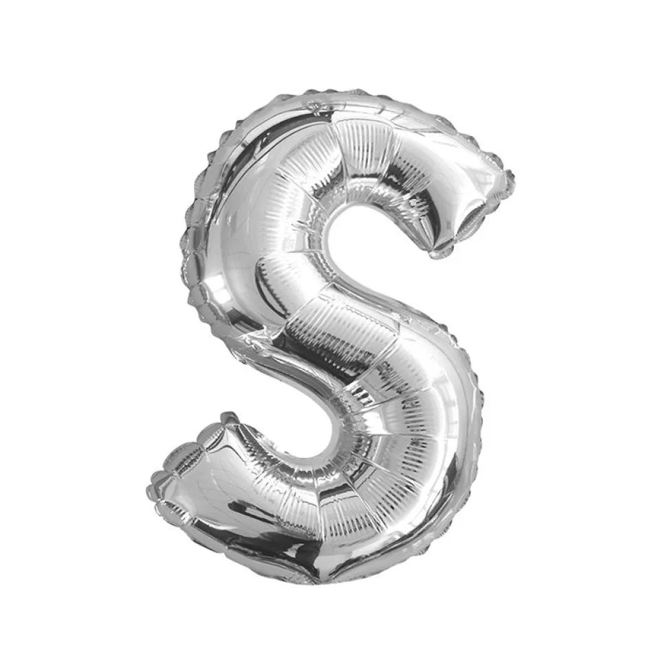 BALLON ALUMINIUM LETTRE S 36CM ARGENT