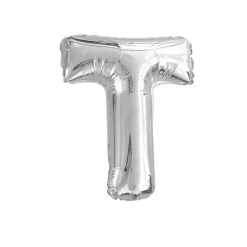 BALLON ALUMINIUM LETTRE T 36CM ARGENT