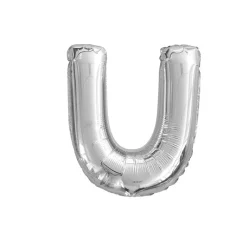 BALLON ALUMINIUM LETTRE U 36CM ARGENT
