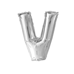 BALLON ALUMINIUM LETTRE V 36CM ARGENT
