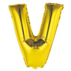 BALLON ALUMINIUM LETTRE V 36CM OR