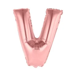 BALLON ALUMINIUM LETTRE V 36CM ROSE GOLD