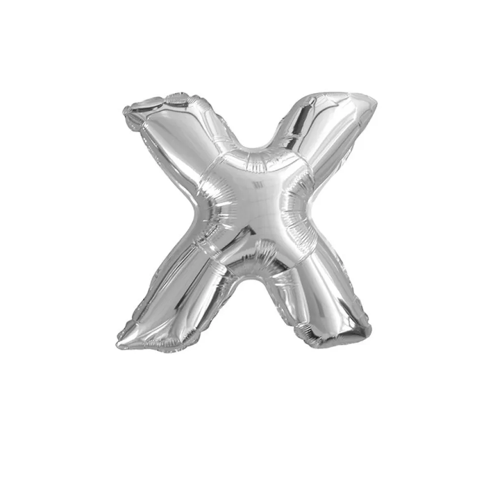 BALLON ALUMINIUM LETTRE X 36CM ARGENT