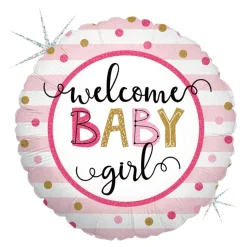 BALLON ALUMINIUM NAISSANCE BABY GIRL 46CM ROSE