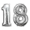 BALLON ALUMINIUM NOMBRE 18 66CM ARGENT