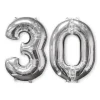 BALLON ALUMINIUM NOMBRE 30 66CM ARGENT