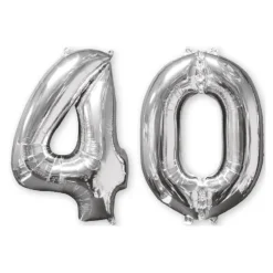BALLON ALUMINIUM NOMBRE 40 66CM ARGENT