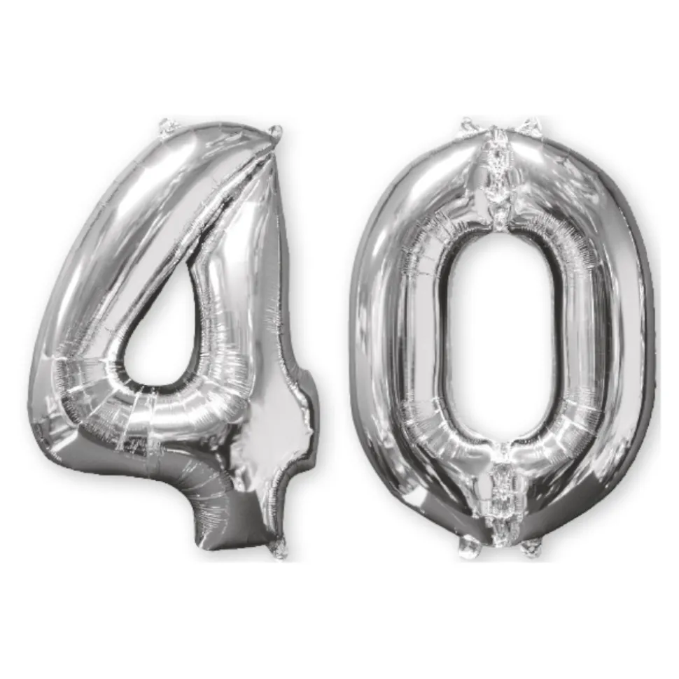 BALLON ALUMINIUM NOMBRE 40 66CM ARGENT