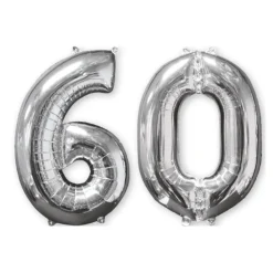 BALLON ALUMINIUM NOMBRE 60 66CM ARGENT