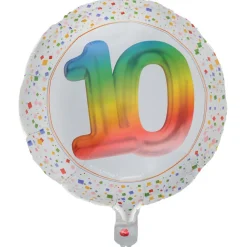 BALLON ALUMINIUM NOMBRE 10 ÂGE 45CM MULTICOLORE