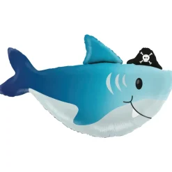 BALLON ALUMINIUM REQUIN PIRATE 74X42CM BLEU