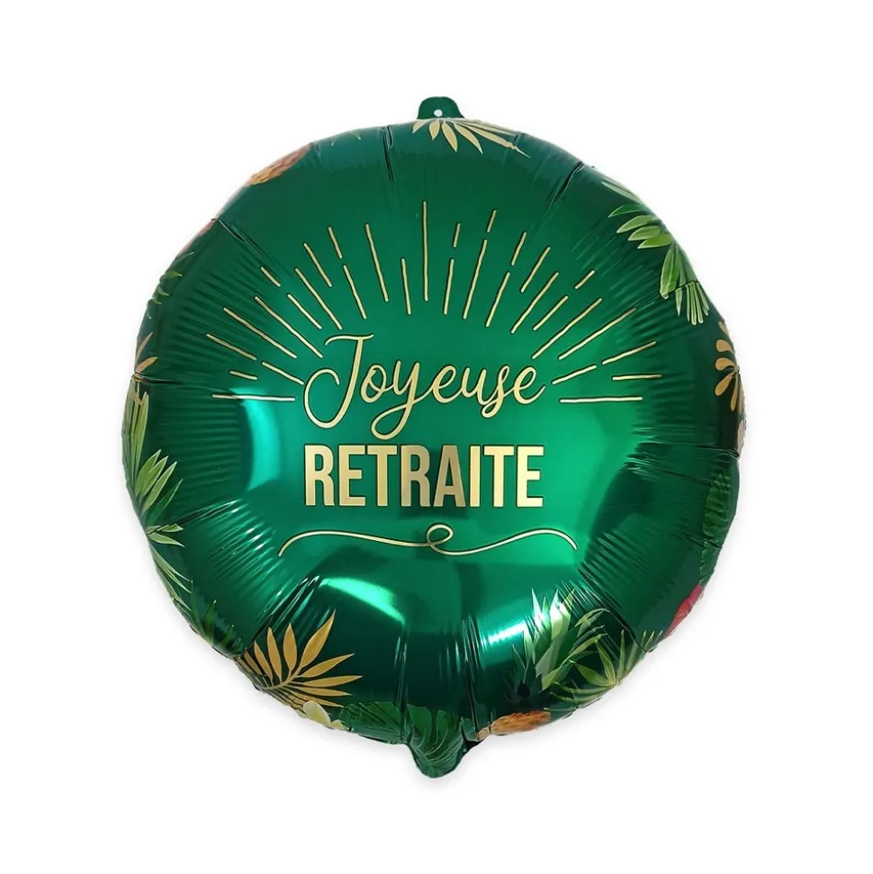 BALLON ALUMINIUM RETRAITE TROPICAL 35CM VERT MÉTAL