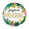 BALLON ALUMINIUM ROND ANNIVERSAIRE TROPICAL 35CM