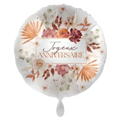 BALLON ALUMINIUM ROND ANNIVERSAIRE VÉGÉTAL 43CM