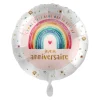 BALLON ALUMINIUM ROND ANNIVERSAIRE RAINBOW 43CM
