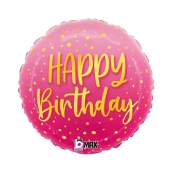 BALLON ALUMINIUM ROND ANNIVERSAIRE JOIE 46CM ROSE
