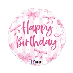 BALLON ALUMINIUM ROND ANNIVERSAIRE N?'UD 46CM ROSE