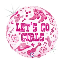 BALLON ALUMINIUM ROND ANNIVERSAIRE COWGIRL 46CM