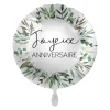 BALLON ALUMINIUM ROND ANNIVERSAIRE NATURE 43CM