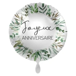 BALLON ALUMINIUM ROND ANNIVERSAIRE NATURE 43CM