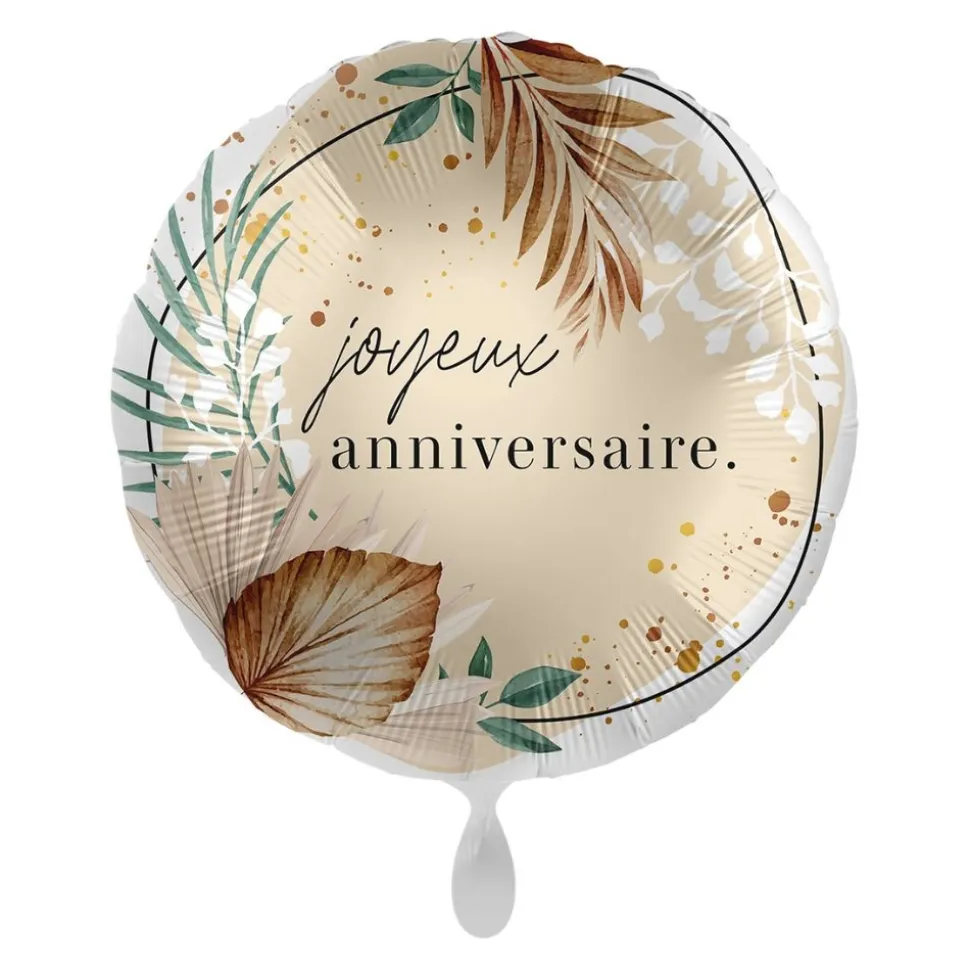 BALLON ALUMINIUM ROND ANNIVERSAIRE BOHÈME 43CM