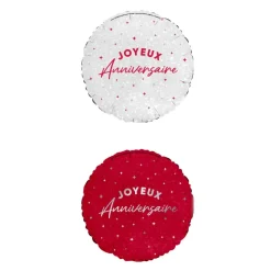 BALLON ALUMINIUM ROND ANNIVERSAIRE 50CM ROUGE