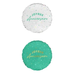 BALLON ALUMINIUM ROND ANNIVERSAIRE 50CM VERT