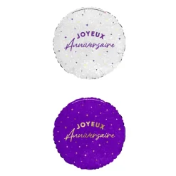 BALLON ALUMINIUM ROND ANNIVERSAIRE 50CM VIOLET