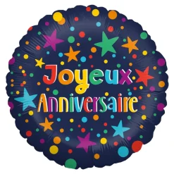 BALLON ALUMINIUM ROND ANNIVERSAIRE 46CM MARINE