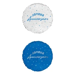 BALLON ALUMINIUM ROND ANNIVERSAIRE 50CM BLEU