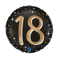 BALLON ALUMINIUM ROND 18 ANS CÉLÉBRATION 46CM