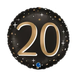 BALLON ALUMINIUM ROND 20 ANS CÉLÉBRATION 46CM