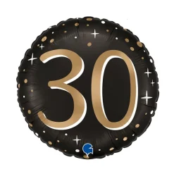 BALLON ALUMINIUM ROND 30 ANS CÉLÉBRATION 46CM