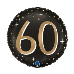 BALLON ALUMINIUM ROND 60 ANS CÉLÉBRATION 46CM