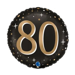 BALLON ALUMINIUM ROND 80 ANS CÉLÉBRATION 46CM
