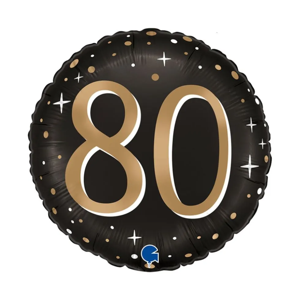 BALLON ALUMINIUM ROND 80 ANS CÉLÉBRATION 46CM
