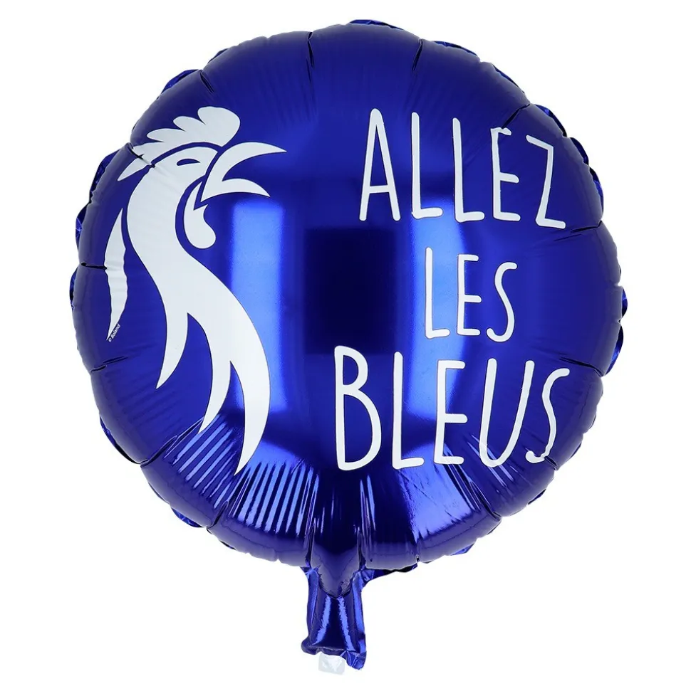 BALLON ALUMINIUM ROND BLEU COQ FRANCE 45CM
